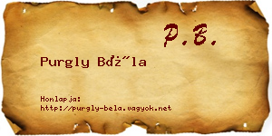 Purgly Béla névjegykártya